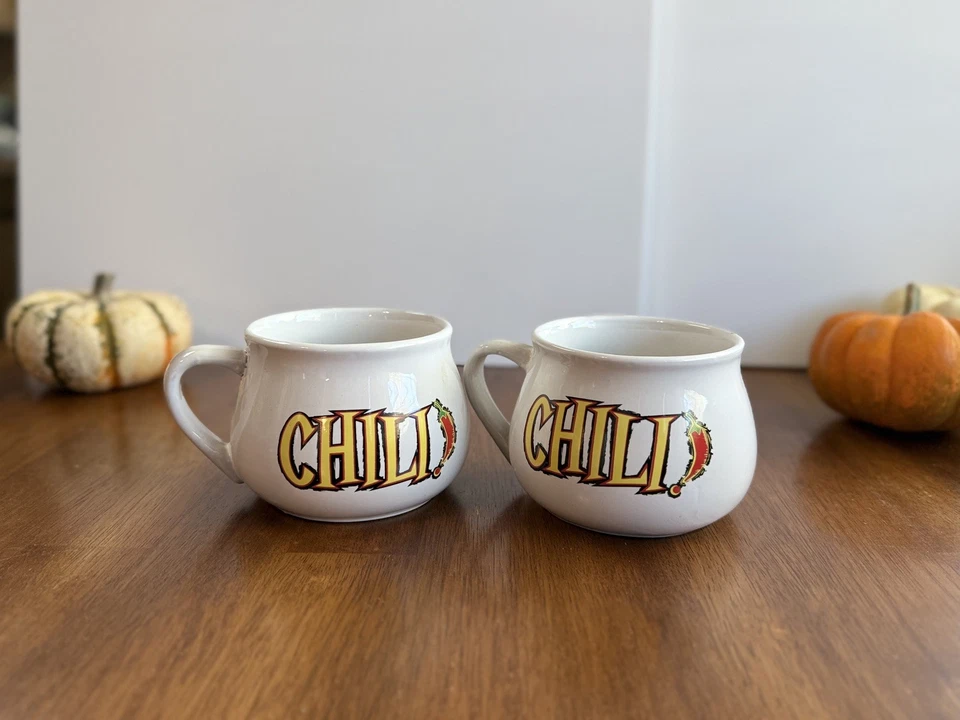 Hot Chili Mugs Set Of Two Houston Chili Bowls Or Coffee Mug Dinnerware Kitchen - Image 1 of 4