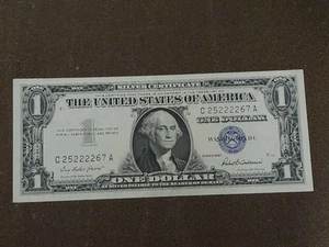 1957 $1 Dollar Silver Certificate C25222267A With 5 Of Kind 2s Ungraded - Picture 1 of 3