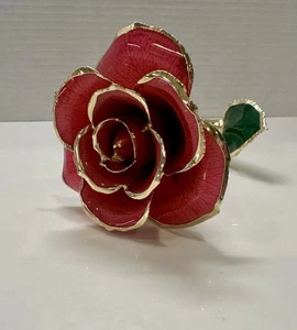 Forever Rose Pinkish-Red Rose Preserved And Dipped In 24 Karat Gold - Picture 1 of 7
