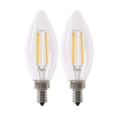 2 Pack Dimmable Filament CEC Clear Chandelier LED Light Bulb Bright White 2700K - Image 1 of 4