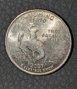2007-P 25c Wyoming State Quarter Extra Shiny Excellent Condition Unc Details - Picture 1 of 9