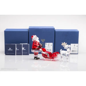 Statuine Babbo Natale Swarovski Babbo Natale + Renna + Slitta 2016 - Foto 1 di 10