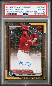 2024 Bowman Chrome Adolfo Sanchez Gold Mini Diamond Prospect Auto PSA 10 #10/50 - Picture 1 of 3