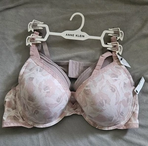 NEW Anne Klein T-Shirt Bra Padded 2 Pack Mauve Floral Size 42C - Picture 1 of 8
