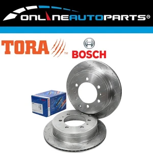 Rear Slotted + Drilled Disc Rotors + Bosch Brake Pads for Prado 120 Series 02~09 - Picture 1 of 2