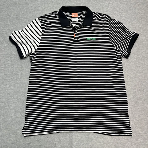 Boston Celtics Shirt Mens XL Nike Dri-Fit Polo Black White Striped Pique NBA Cover