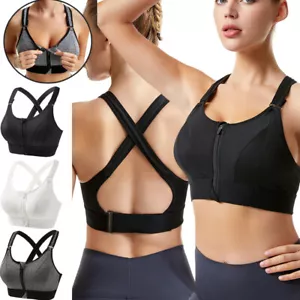 Women's Sports Bra Wirefree High Impact Support Bounce Control Workout Plus Size - Picture 1 of 19