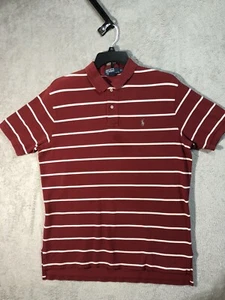 VINTAGE POLO RALPH LAUREN POLO SHIRT MENS XL Maroon /WHITE STRIPED - Picture 1 of 6