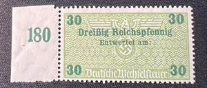 1940er Jahre Deutsche Steuereinnahmen Briefmarke 30 Rpf DEUTSCHE WECHSELSTEUER POSTFRISCH - Bild 1 von 2