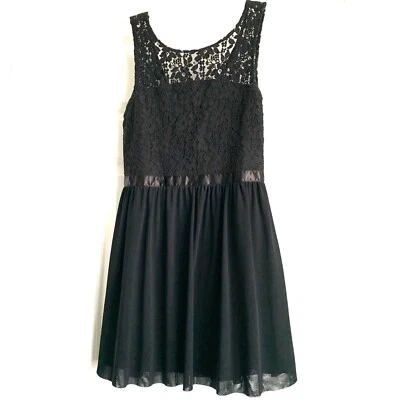 Frenchi Dress size Large Short Black Lace Flowy Cocktail High Neck Lined  — 第 1/4 张图片