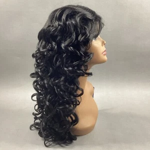 Angelique lange lockige #1B Off Black Synthetik Lace Front Perücke - Bild 1 von 9