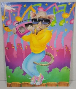 RARE Vintage 1989 "Dreams" 3 Hole Folder, Cat With Boombox. - Picture 1 of 4