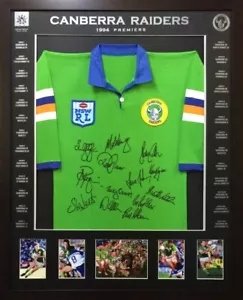 Blazed In Glory - 1994 Canberra Raiders Premiers - NRL Signed & Framed Jersey - Picture 1 of 7