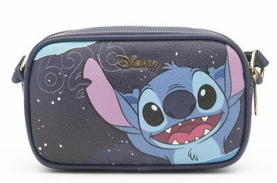 Disney Lilo & Stitch Double Zipper Crossbody Shoulder Bag Vegan Leather - Image 1 of 4