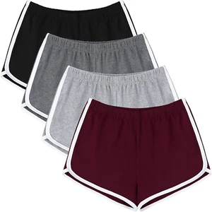 4 Pack Yoga Short Pants Cotton Sports Shorts Gym Dance Lounge Shorts Dolphin Run - Picture 1 of 12