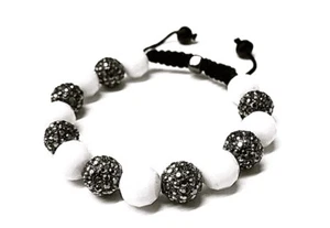 Crystal Ball White Onyx Color New 12mm Buddhist Macrame Bracelet 1272 - Picture 1 of 3