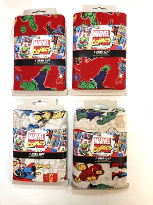 Lote/4 Tela de Costura Precortada Marvel Comics 1 Yarda Algodón Gorra América Hulk Araña Foto 1 de 2