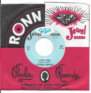 LIGHTNIN' HOPKINS Lovin' Arms on Jewel blues 45 HEAR - Picture 1 of 2