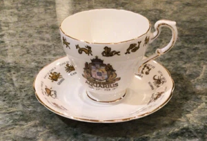SIGNOS DEL ZODIACO ACUARIO HUESO REAL PORCELANA TAZA DE TÉ Y PLATILLO borde dorado Inglaterra - Imagen 1 de 4