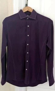 ZAGIRI MENS COMFORTABLY NUMB LONG SLEEVE DEEP PURPLE WOVEN JACQUARD SHIRT SIZE L - Picture 1 of 10