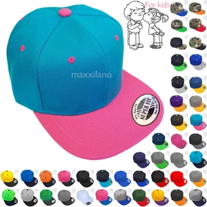 Baseball Cap Kids Size Solid Blank Boys Girls Snapback Hat Visor Flat Brim New