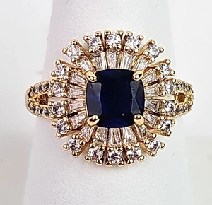 Bombe Party Größe 9 Ring Saphir blau klar Strass rhodiniert silberfarben - Bild 1 von 6