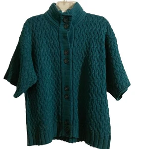 Liz & Co Cardigan Sweater Women XL Green Cable Knit Acrylic Blend Heritage - Picture 1 of 11