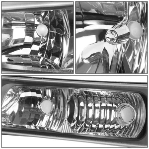 For 03-06 Chevy Silverado 1500-3500 Avalanche Headlight Bumper Lamps Black Pair - Picture 1 of 4