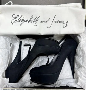 Elizabeth and James Milo Suede Platform Pumps Black Size 7 - Picture 1 of 18