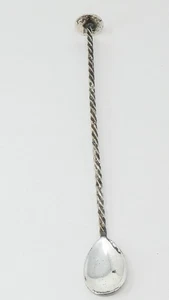 Cocktail Spoon Long Twisted Handle Bar Stirrer With Ice Crusher Silver Plated - Picture 1 of 4