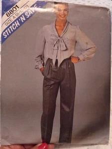 McCall's 8801 Pussy Bow Bluse Hose Misses Größe 8-12 ungeschnitten - Bild 1 von 3