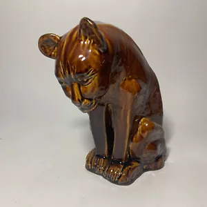 Cerámica artística rara Van Briggle - Estatua de gato chimenea marrón - Icono de Colorado Springs - Imagen 1 de 9