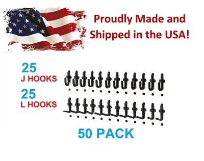 JSP MANUFACTURING® Plastic Black Peg Board Locking Hooks Kit 25 J & 25 L PEGBOARD NOT INCLUDED