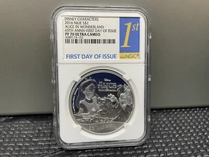 2016 Niue Disney Alice im Wunderland NGC PF70 Erstausgabetag. Mit OGP&COA - Bild 1 von 6