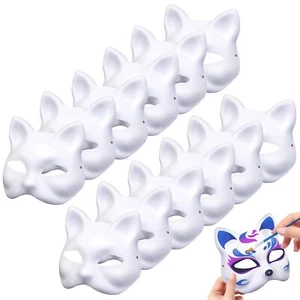 12 Pcs White Paper Cat Masks to Painted for Kids DIY Crafts Costume Cosplay - Picture 1 of 6