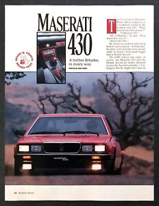 1989 Maserati 430 Sedan Road Test Technical Data Review Article