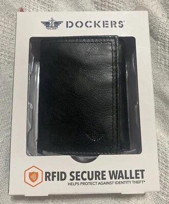Dockers Mens Black RFID Blocking Trifold Wallet NIB New in Box - Image 1 of 2