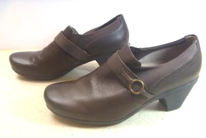 Abeo Loafers Shoes Womens Size 8M Brown Leather Slip-ons 2" heel Career - Picture 1 of 7