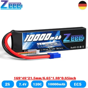 Zeee 2S Lipo Akku Batterie 7.4V 10000mAh 120C EC5 softcase für RC Auto Drohne - Bild 1 von 8