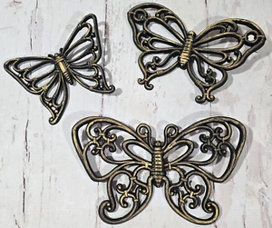 3 Upcycled Homco Butterfly Wall Art Dark Academia Cottage Core Figures Eclectic - Picture 1 of 8