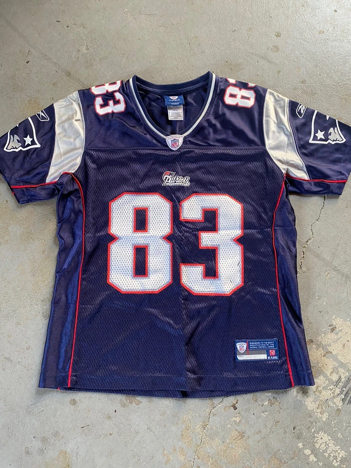 Camiseta de los New England Patriots Wes Welker 83 para mujer talla pequeña malla auténtica Foto 1 de 3