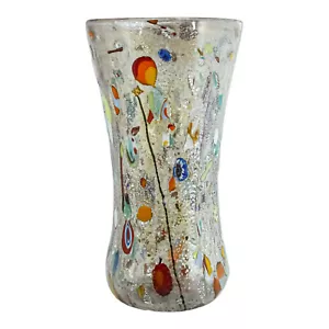 Jarrón de vidrio Murano lila multicolor hecho a mano soplado Millefiori 25 cm Venecia - Imagen 1 de 6