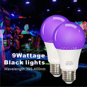 9W E26/E27 Base UV LED Black lights Bulb Blacklight UVA Party Body Paint Lamp US - Picture 1 of 14