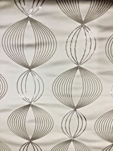 FABRIC KRAVET 4196 Virga Greige Embroidered Geometric Fabric ~ Silve Gold White - Picture 1 of 14