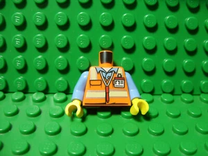 Lego NEW orange torso -- safety vest over blue shirt pattern - Picture 1 of 1