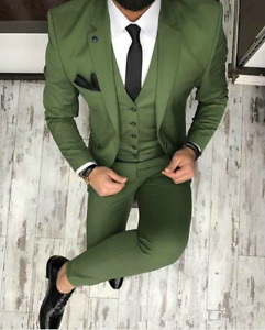 Latest Light Green Men Suit Business Slim Fit Formal Groom 3pcs Business Suits