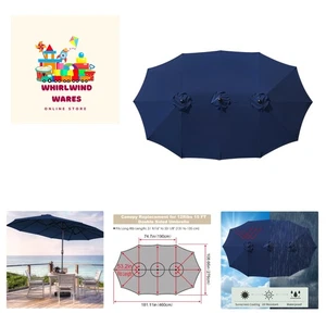 12 Ribs Umbrella Canopy Replacement for 15ft Double-Sided Patio Umbrella, Fra... - Picture 1 of 7