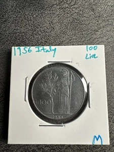 1955-R Italy Coin 100 Lire large type | Goddess Minerva | Spear | Magnetic - Picture 1 of 5