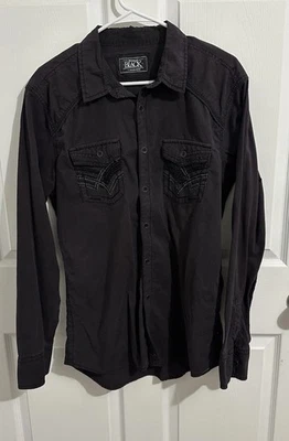 Camisa BKE Hebilla Para Hombre Calce Atlético Con Botones Talla L Ajuste Estándar L/S Negra Foto 1 de 4