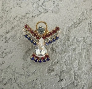 Sparkling American Flag Angel Pin Brooch Gift Statement Patriotic - Picture 1 of 3